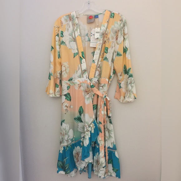 Anthropologie  FARM RIO SUNSET WRAP DRESS - Picture 5 of 8